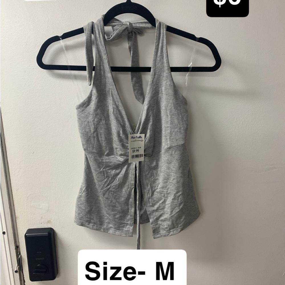 See You Monday Gray Tie-Back Tank Top